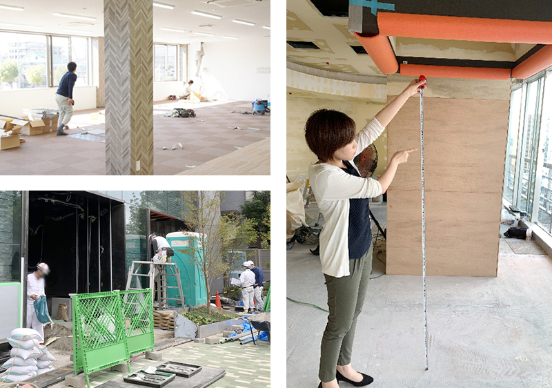 アートフラワー 造花 Akanbi 工事中現場での確認