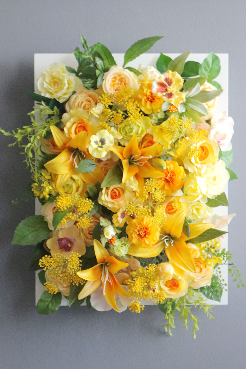 イエローリリー×ローズ　フレームスタイル 造花 アートフラワー Akanbi